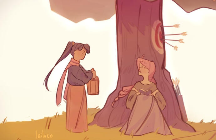 Leif and Saran hanging out as kids 2022